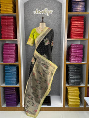 Dolla Silk Embroidery Work Lace Banarasi Saree