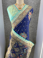 Dolla Silk Embroidery Work Lace Flowers Design Saree