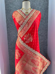 Dolla Silk Embroidery Work Lace Banarasi Saree