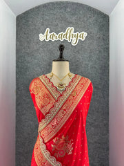 Dolla Silk Embroidery Work Lace Banarasi Saree