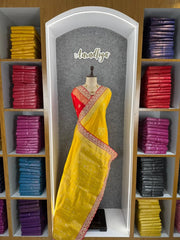 Banarasi Jaal Embroidery Sequence Work Sarees (Unstiched Blouse)