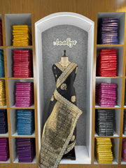 Banarasi Jaal Embroidery Sequence Work Sarees (Unstiched Blouse)