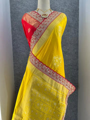 Banarasi Jaal Embroidery Sequence Work Sarees (Unstiched Blouse)