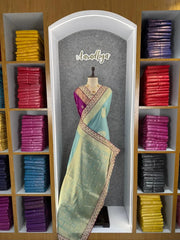 Banarasi Jaal Embroidery Sequence Work Sarees (Unstiched Blouse)