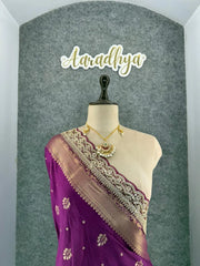 Banarasi Jaal Embroidery Sequence Work Sarees (Unstiched Blouse)