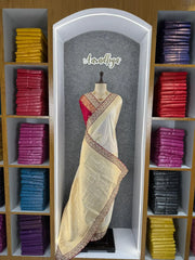 Banarasi Jaal Embroidery Sequence Work Sarees (Unstiched Blouse)