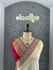 Banarasi Jaal Embroidery Sequence Work Sarees (Unstiched Blouse)