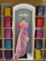 Banarasi Jaal Embroidery Sequence Work Sarees (Unstiched Blouse)