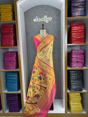 Traditional Tissue Silk Floral Folk Pallu Paithani Saree