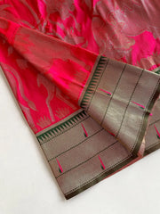 Maharashtrian 3D Pichwai Soft Silk Paithani Saree