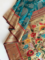 Maharashtrian 3D Pichwai Soft Silk Paithani Saree