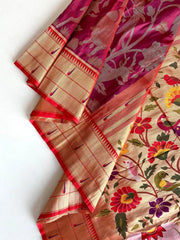 Maharashtrian 3D Pichwai Soft Silk Paithani Saree
