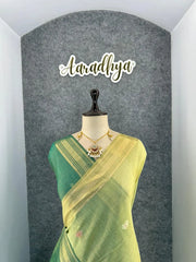 Premium Kamdhenu Pichwai Muga Silk Saree