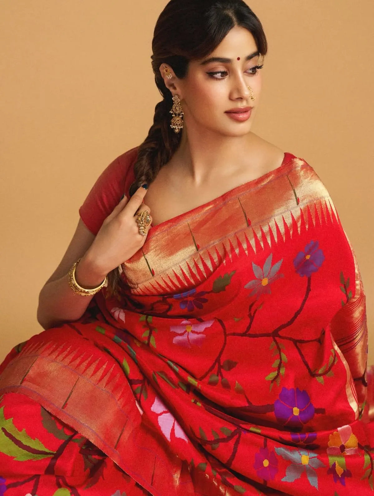 Janhvi Kapoor–Inspired Kanchivaram Paithani Silk Saree