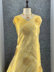 Royal Tissue Silk Zari Weaving & Mango Border Saree