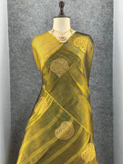 Royal Tissue Silk Zari Weaving & Mango Border Saree