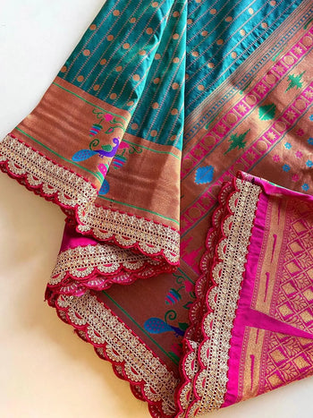 Soft Zari Woven Paithani Silk Lace Saree