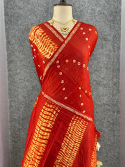 Pure Cotton Hand Dyed Bandhej Sibori Saree