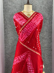 Pure Cotton Hand Dyed Bandhej Sibori Saree