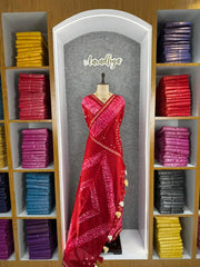 Pure Cotton Hand Dyed Bandhej Sibori Saree