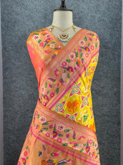 Designer Paithani Patola Sparrow Saree in Banarasi Soft Silk