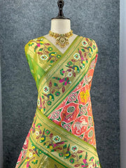 Designer Paithani Patola Sparrow Saree in Banarasi Soft Silk