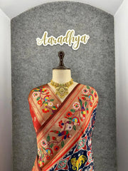Designer Paithani Patola Sparrow Saree in Banarasi Soft Silk