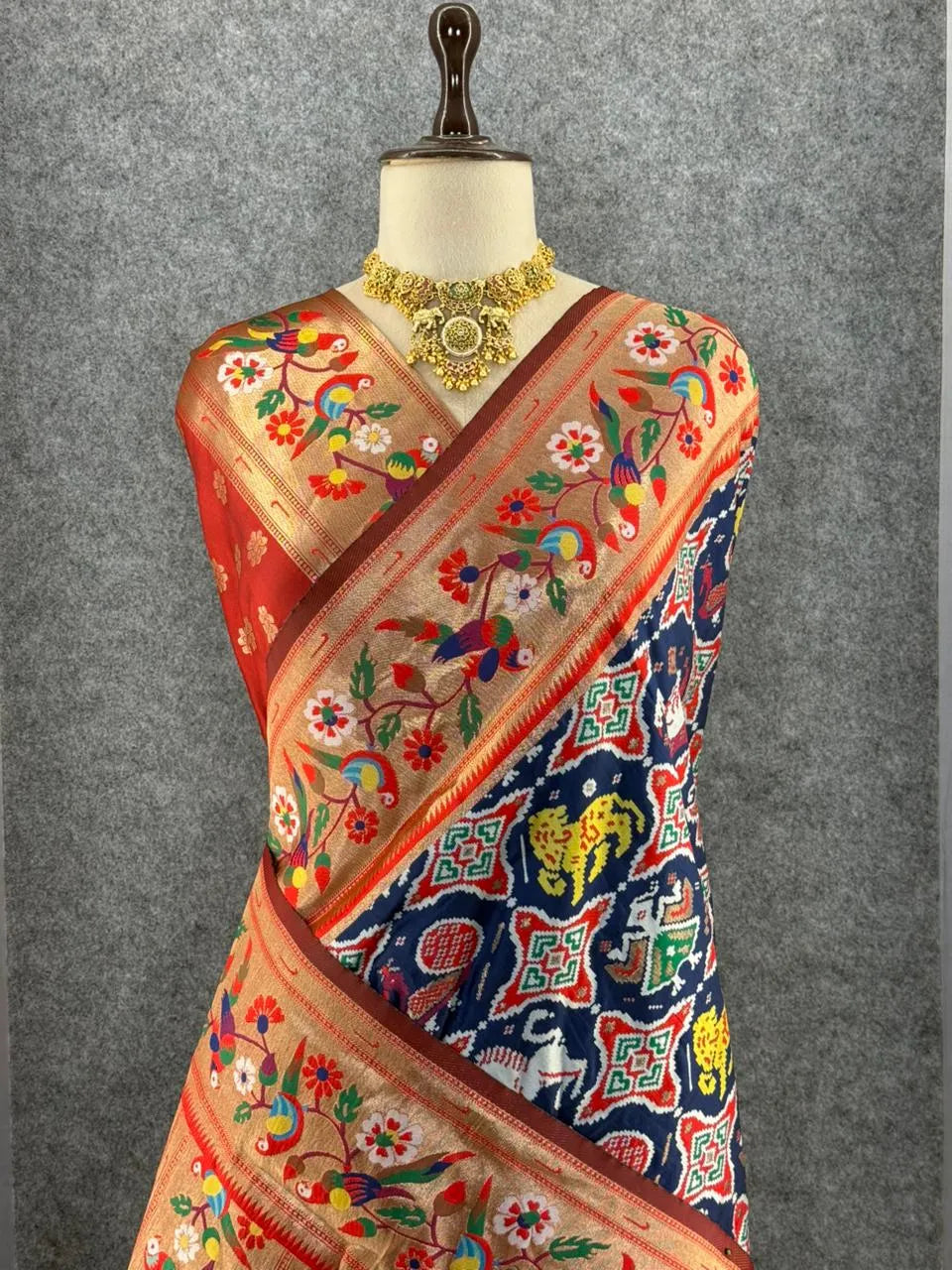 Designer Paithani Patola Sparrow Saree in Banarasi Soft Silk