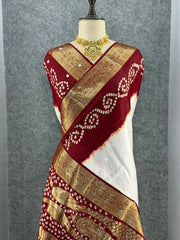 Pure Viscose Dola Silk Tye & Dye Bandhani Saree