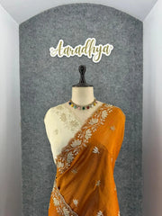 Luxury Lotus Handwork Pure Zari Tissue Saree (Stiched Blouse)