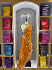 Luxury Lotus Handwork Pure Zari Tissue Saree (Stiched Blouse)