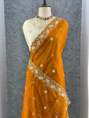 Luxury Lotus Handwork Pure Zari Tissue Saree (Stiched Blouse)