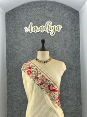 Handloom-Inspired Tussar Silk Embroidery Saree