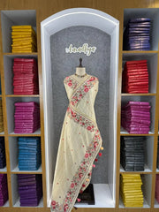 Handloom-Inspired Tussar Silk Embroidery Saree