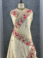 Handloom-Inspired Tussar Silk Embroidery Saree