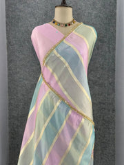 Tissue Silk Rainbow Banarasi Saree (Mirror Work Blouse)
