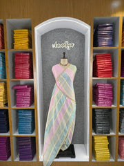 Tissue Silk Rainbow Banarasi Saree (Mirror Work Blouse)