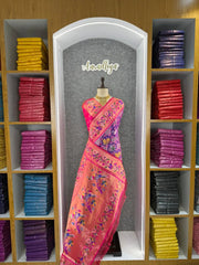 Designer Paithani Patola Sparrow Saree in Banarasi Soft Silk