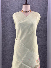 Pure Loom Tussar Silk Embroidery Work Saree