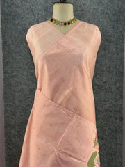 Pure Loom Tussar Silk Embroidery Work Saree