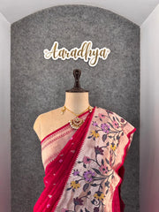 Viscose Raw Silk Bandhej Printed Paithani Saree