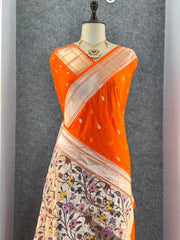 Viscose Raw Silk Bandhej Printed Paithani Saree