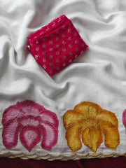 Pure Crush Hand painted Panel Designer Saree