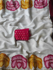 Pure Crush Hand painted Panel Designer Saree