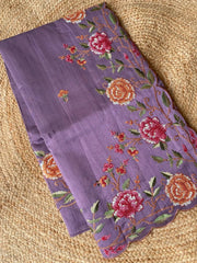 Matka Silk Floral Embroidered Border Saree