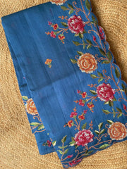 Matka Silk Floral Embroidered Border Saree