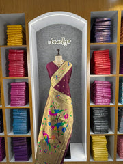 Pure Kanchipuram Paithani Silk Parrot Design Saree