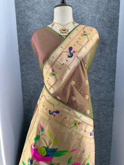 Pure Kanchipuram Paithani Silk Parrot Design Saree