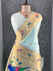 Pure Kanchipuram Paithani Silk Parrot Design Saree