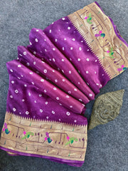 Luxury Fusion Bandhani Body & Paithani Pallu Saree